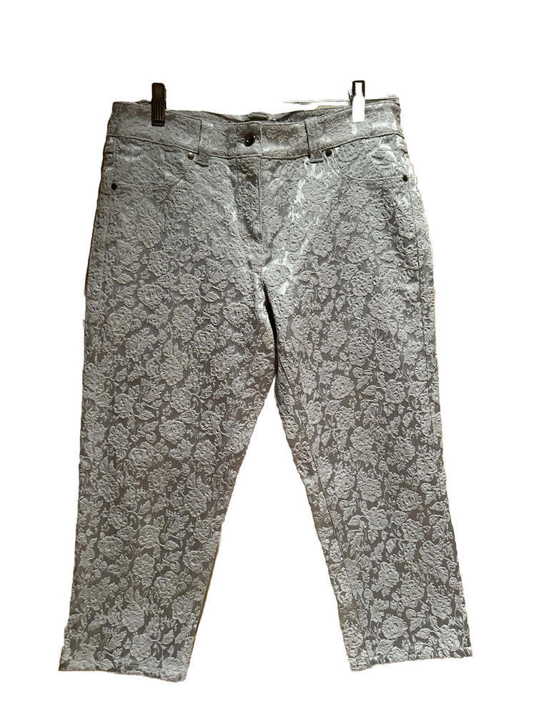 Designer Cache Luxe - Size 8 Pants Floral Textured - image 1